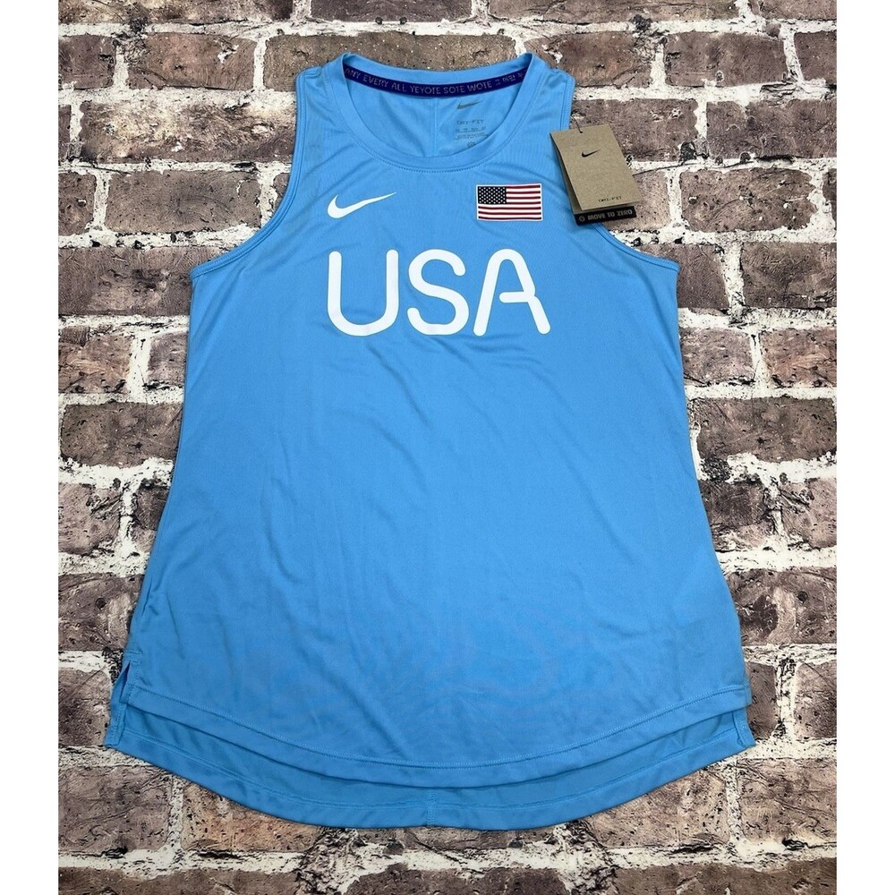 NWT Nike Team USA Dri-FIT Tank Top Women XS Blue Running Training Americana READ